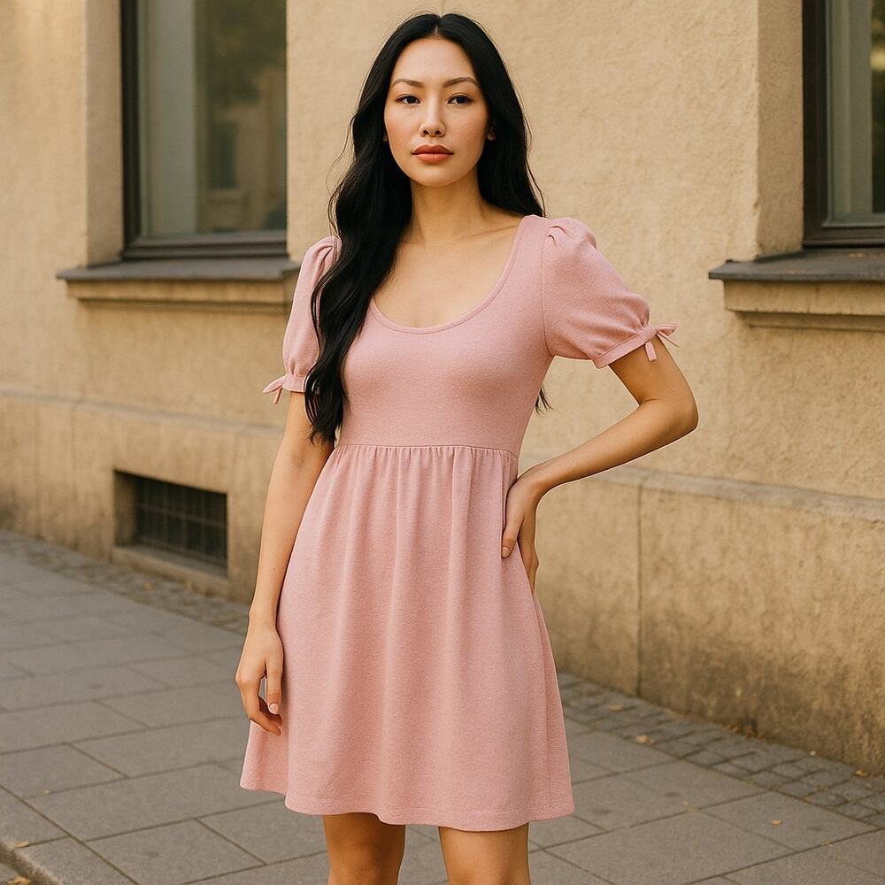 St. John Women's Dress Pink Bow Sleeves Knit Ballerina Vintage‎ Santana